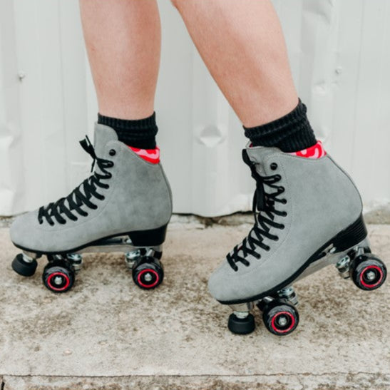 Chuffed x HOQ Leather Suede Roller Skates Concrete Wanderer Plus Grey - Lucky Skates