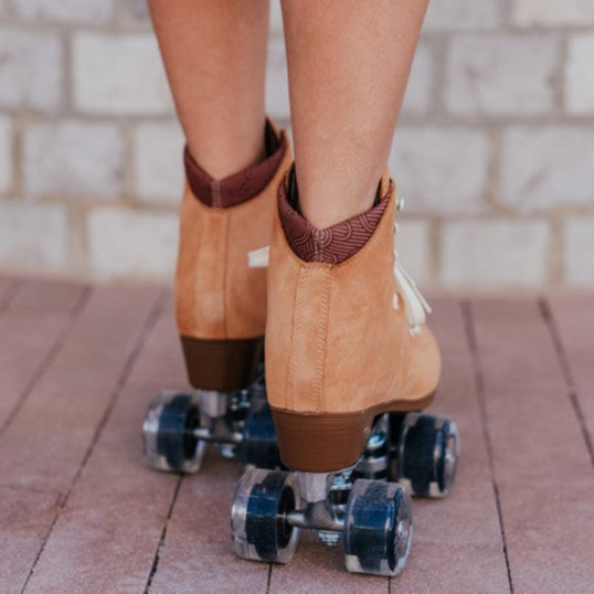 Chuffed Leather Suede Roller Skates Wanderer Caramel/Brown - Lucky Skates
