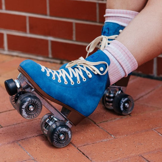 Chuffed Leather Suede Roller Skates Wanderer Classic Blue - Lucky Skates