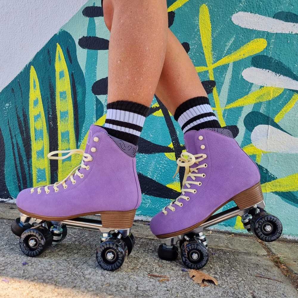 Chuffed leather Suede Roller Skates Wanderer Jacaranda Lavender Purple - Lucky Skates