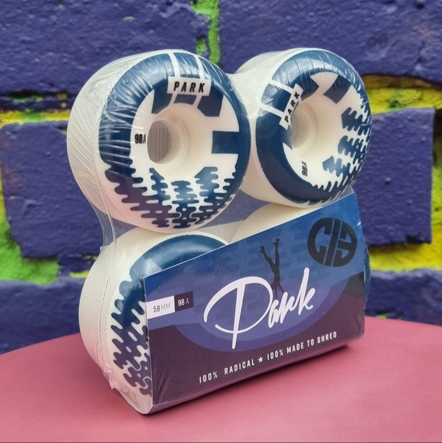 CIB Park Roller Skate Park Wheels White/Blue 58mm 98A - 4 Pack - Lucky Skates