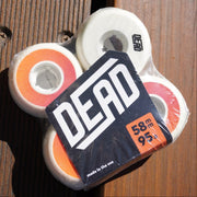 Dead Team Aggressive Inline Skate Wheels White/Pink/Orange 95A 58mm - 4 Pack - Lucky Skates