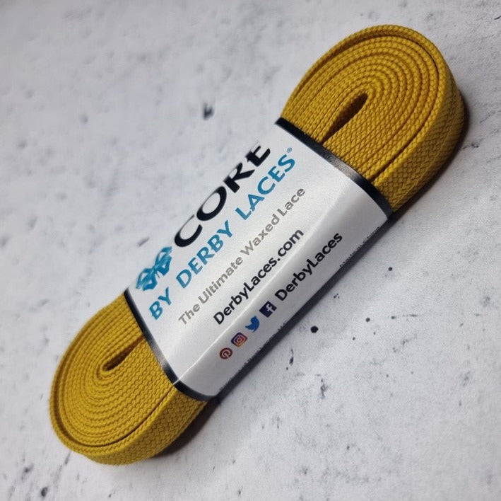 Derby Laces Core Waxed Laces 72" (183cm) Mustard Yellow Laces - Lucky Skates