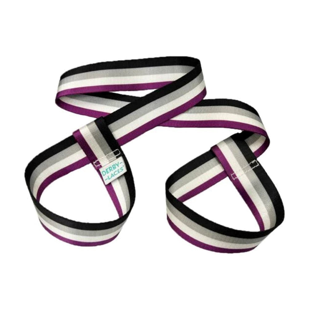 Derby Laces Roller Skate Strap Ace Stripe Purple Grey - Lucky Skates