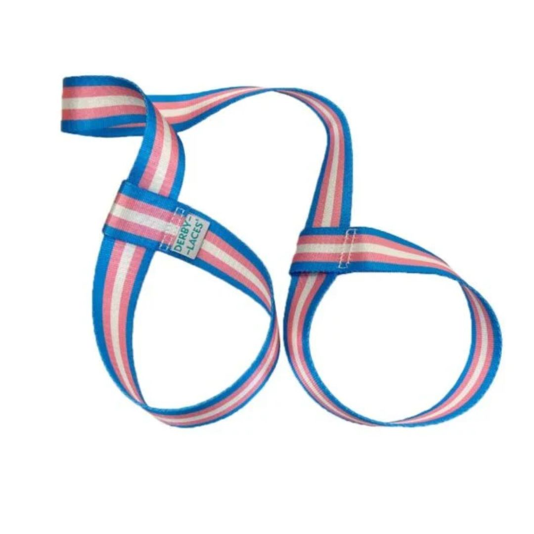 Derby Laces Roller Skate Strap Pride Trans Pink Blue - Lucky Skates