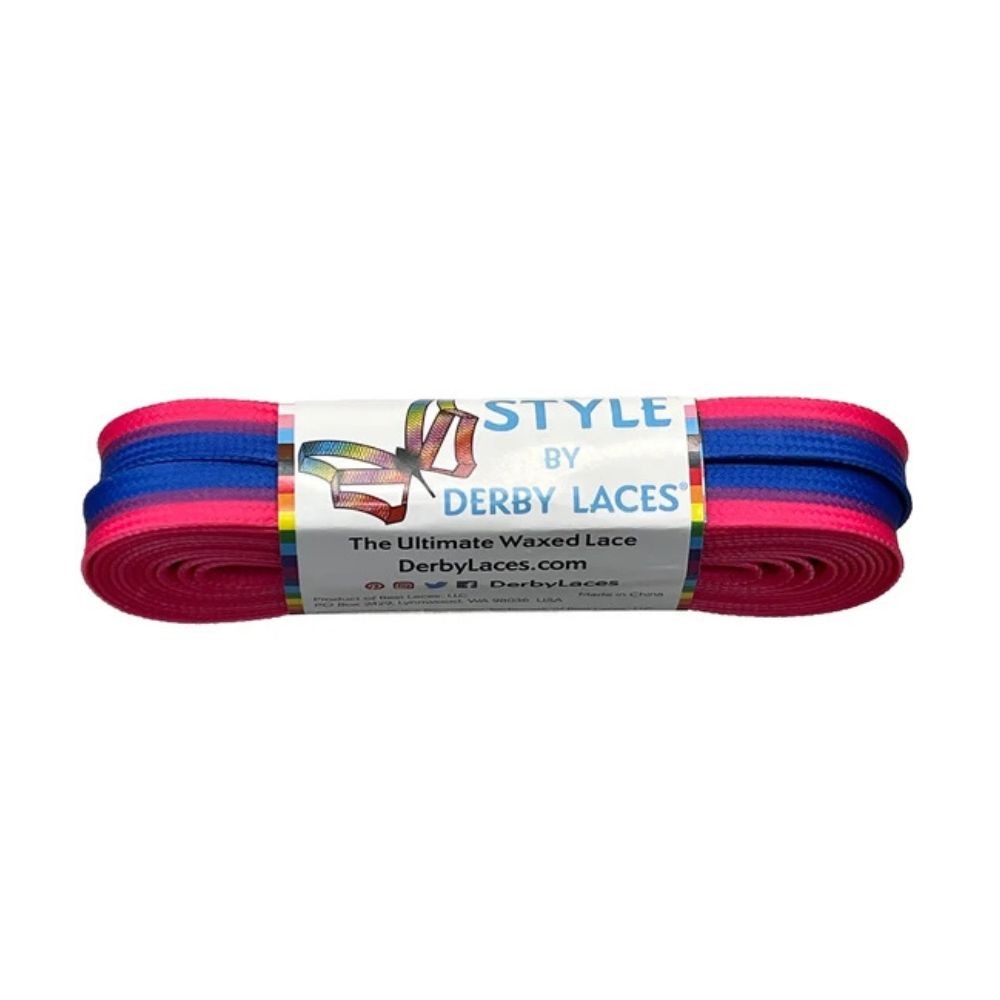 Derby Laces Style Pride Waxed Laces Bi Stripe Pink Blue - Lucky Skates
