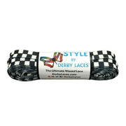 Derby Laces Waxed STYLE Roller Skate Laces Black And White Checkered Print - Lucky Skates 