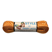 Derby Laces Waxed STYLE Roller Skate Laces Brown Giraffe Print - Lucky Skates 