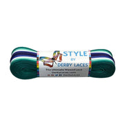 Derby Laces Style Pride Waxed Laces Men Liking Men Green Blue Stripe - Lucky Skates