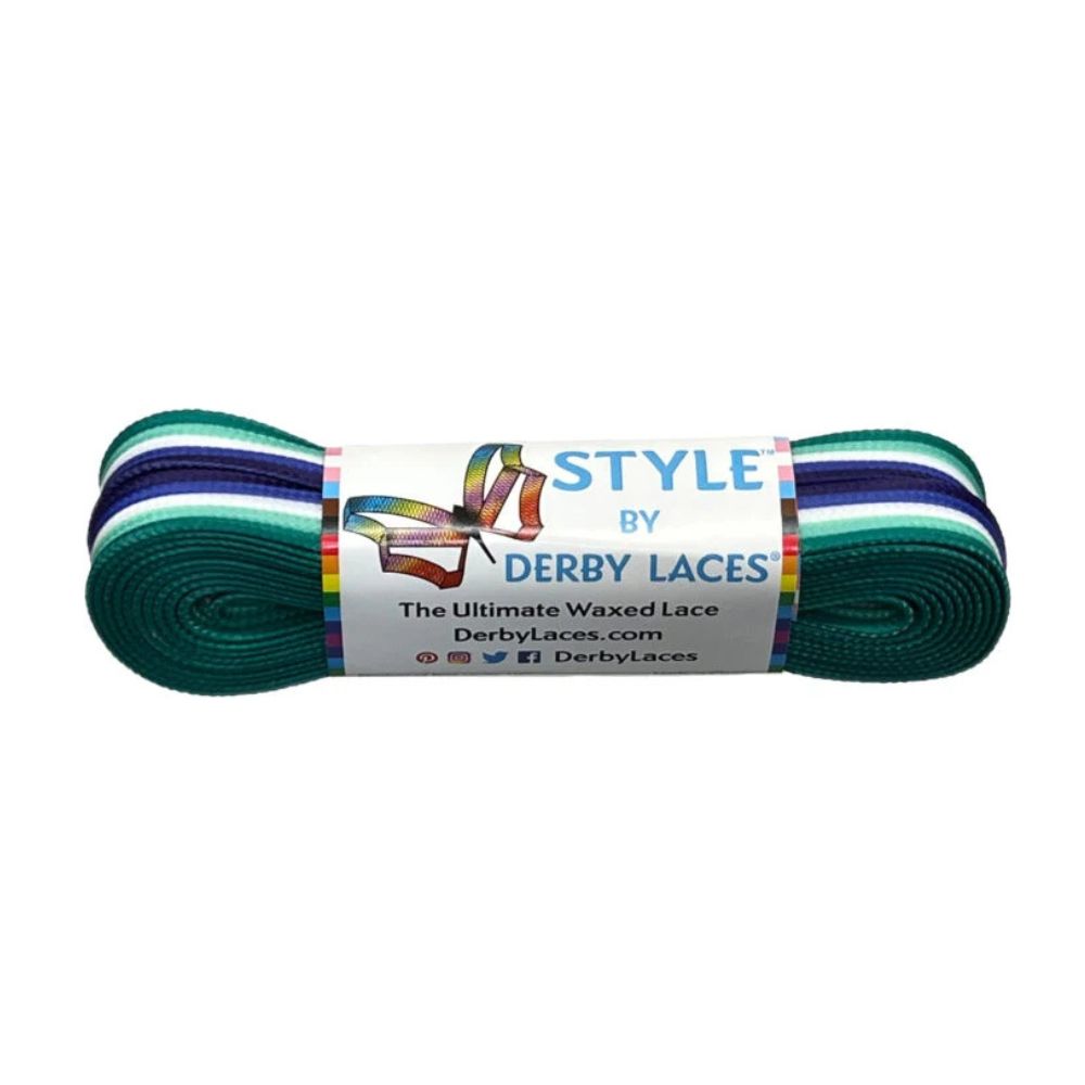 Derby Laces Style Pride Waxed Laces Men Liking Men Green Blue Stripe - Lucky Skates