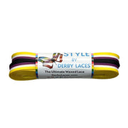 Derby Laces Style Pride Waxed Laces Non Binary Yellow Purple Stripe - Lucky Skates