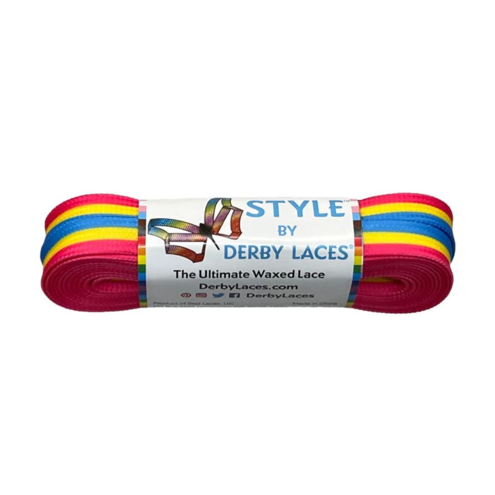 Derby Laces Style Pride Waxed Laces Pan Sexual Stripe Pink Blue Yellow - Lucky Skates