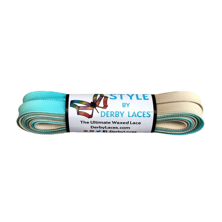 Derby Laces Style Rainbow Laces Waxed Laces Winter Gradiant Pastel Green Cream - Lucky Skates