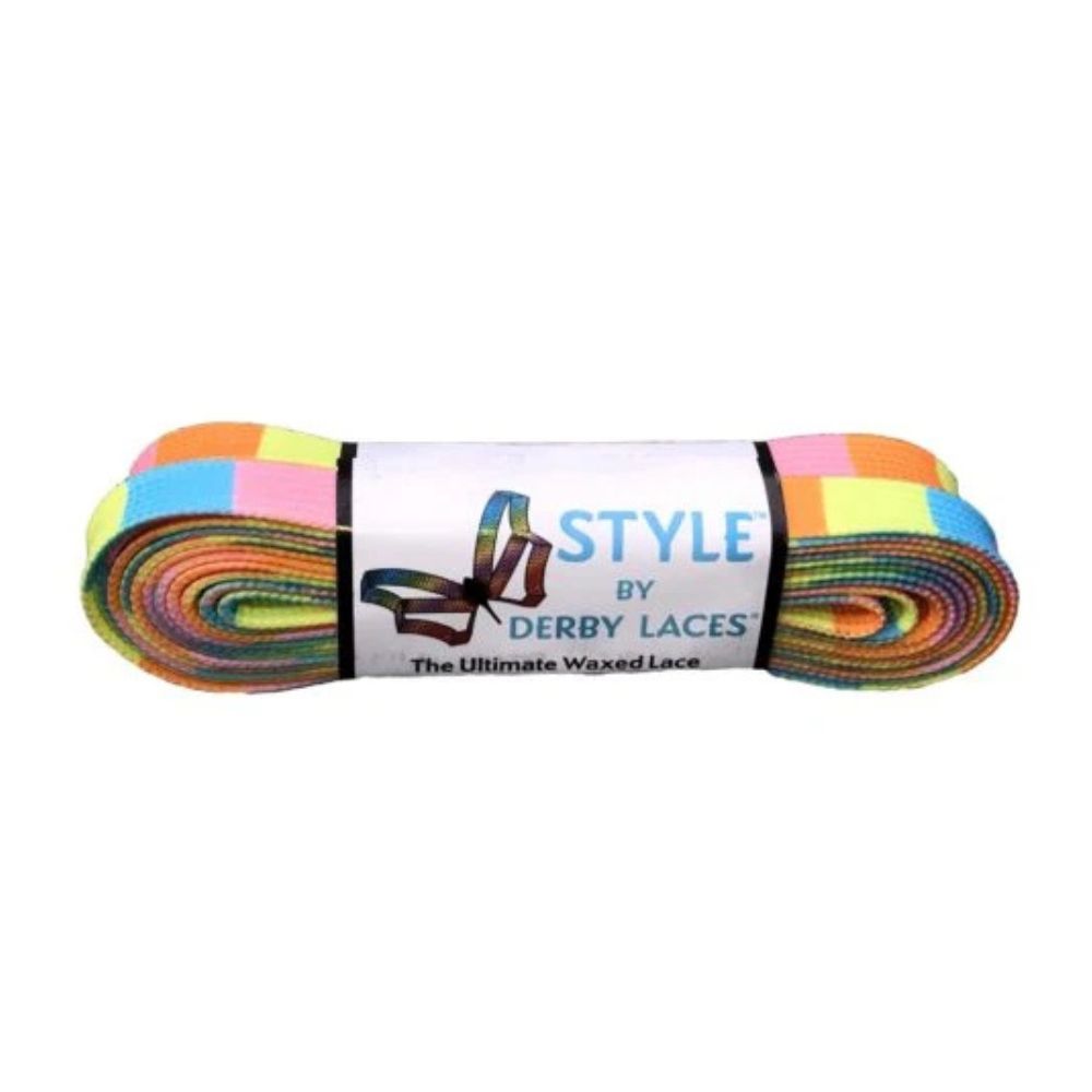 Derby Laces Style Rainbow Laces Waxed Laces Summer Beach Block Pastel - Lucky Skates