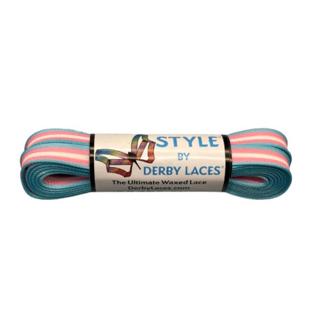 Derby Laces Style Pride Waxed Laces Trans Gender Stripe Blue Pink - Lucky Skates