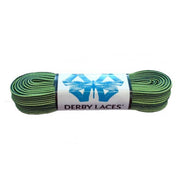 Derby Laces Waxed Skate Laces Black Green Striped - Lucky Skates 