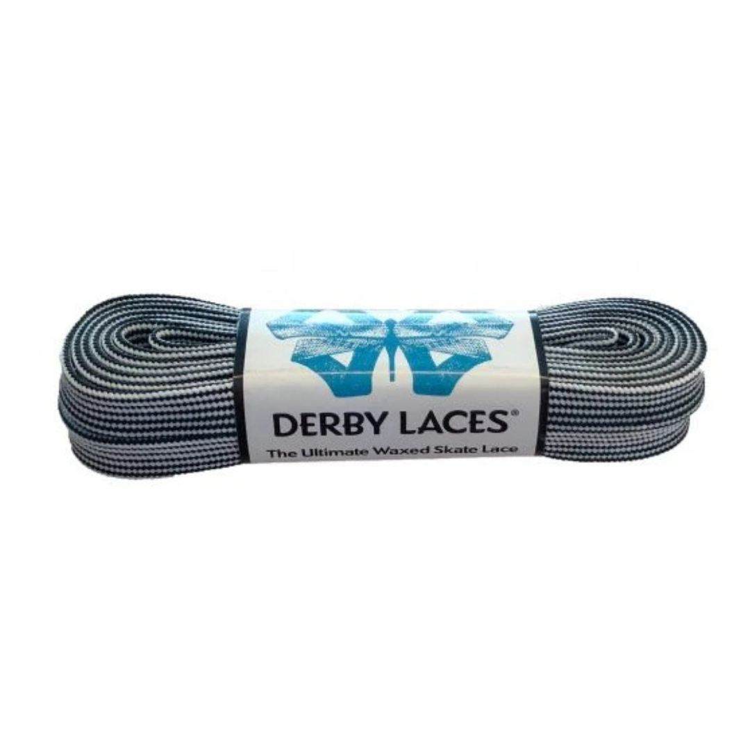 Derby Laces Waxed Skate Laces Black White - Lucky Skates 