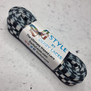Derby Laces Waxed Style Laces 108" (274cm) Checkered Black White - Lucky Skates