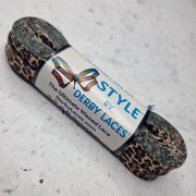 Derby Laces Waxed Style Laces 108" (274cm) Brown Leopard Print - Lucky Skates