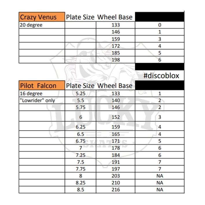 Low Rider Disco Blox Grind Blocks Crazy Venus Pilot Falcon Size Chart - Lucky Skates