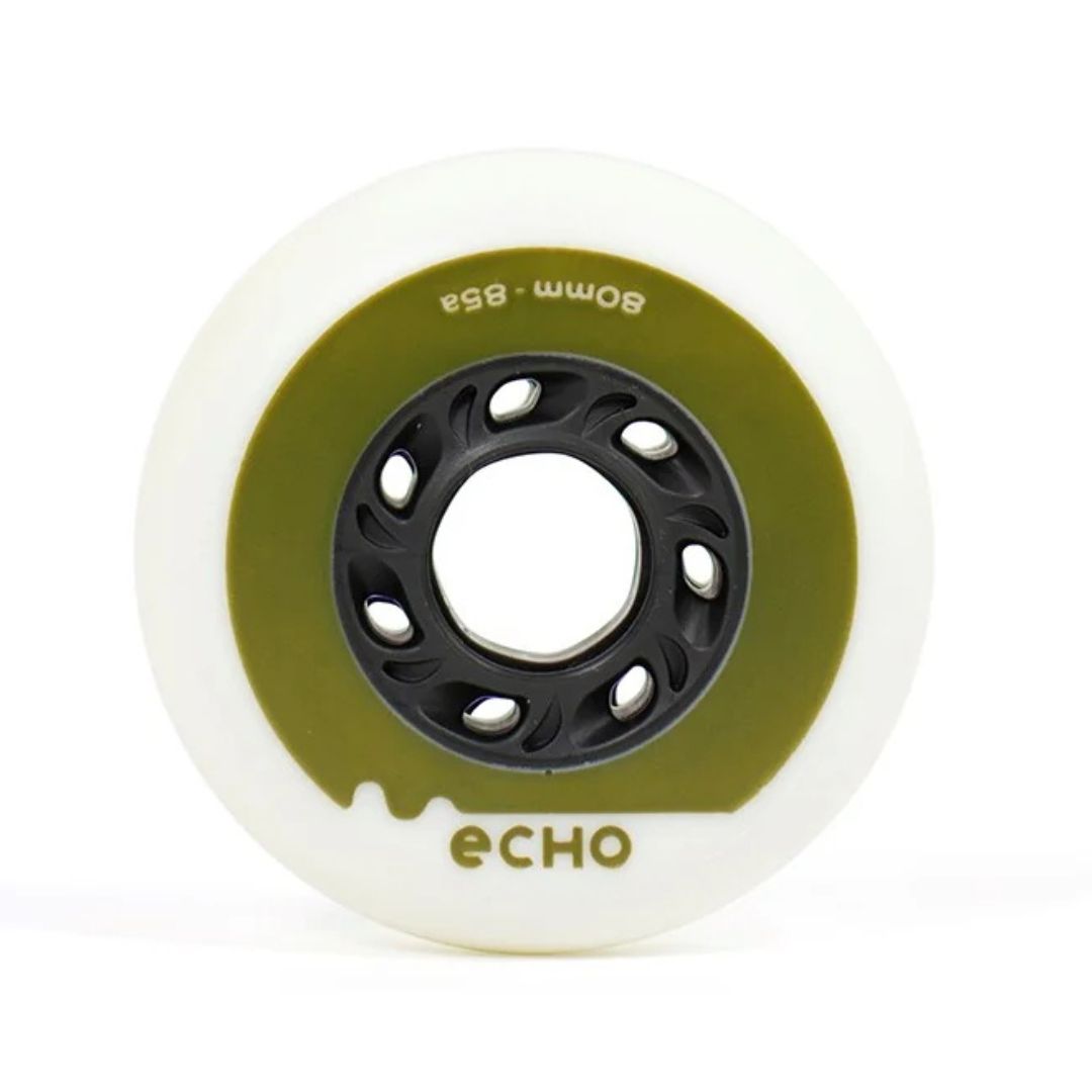 Echo Drift urban Inline Skate Wheels White Green 80mm 85A - Lucky Skates