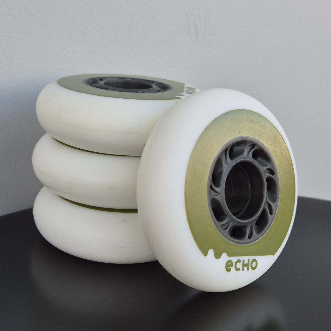 Echo Drift urban Inline Skate Wheels White Green 80mm 85A 4 Pack - Lucky Skates