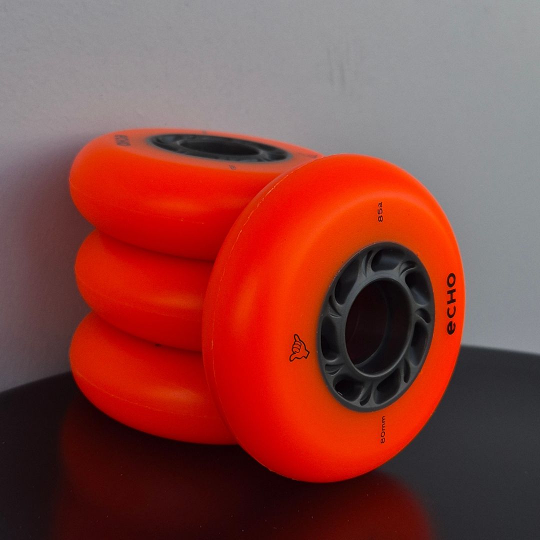 Echo Drift urban Inline Skate Wheels Orange Grey 80mm 85A 4 Pack - Lucky Skates