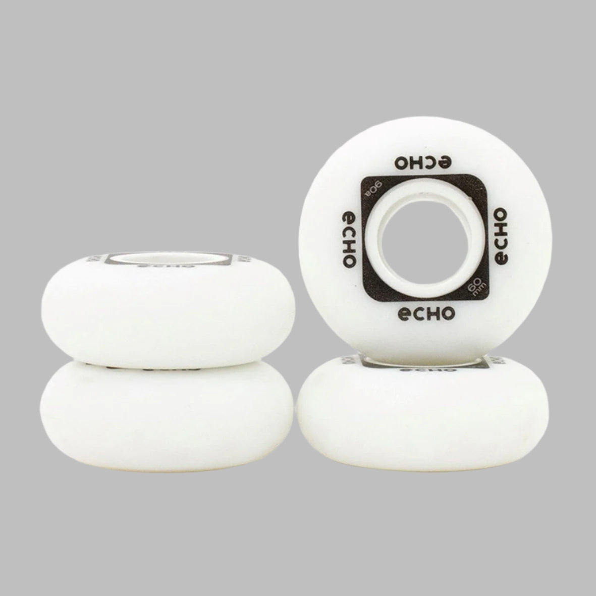 Echo Flow Aggressive Inline Skate Wheels White 90a 60mm 4 Pack - Lucky Skates