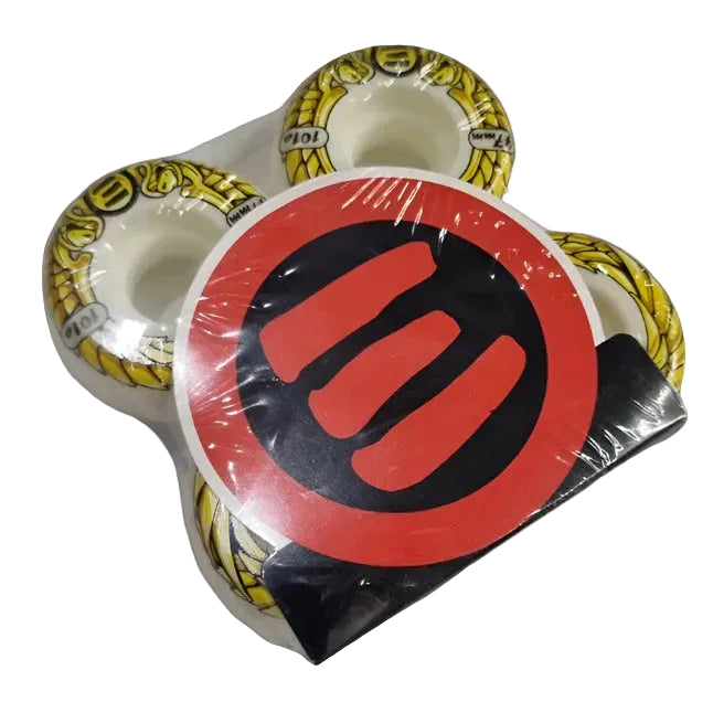 Eulogy Anti Rocker White Yellow Aggressive Inline Skate Wheels 47mm 101A 4 Pack - Lucky Skates