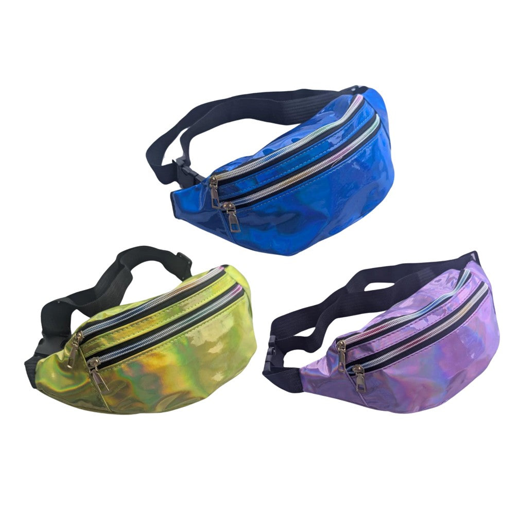 Holographic Triple Zip Fanny Pack