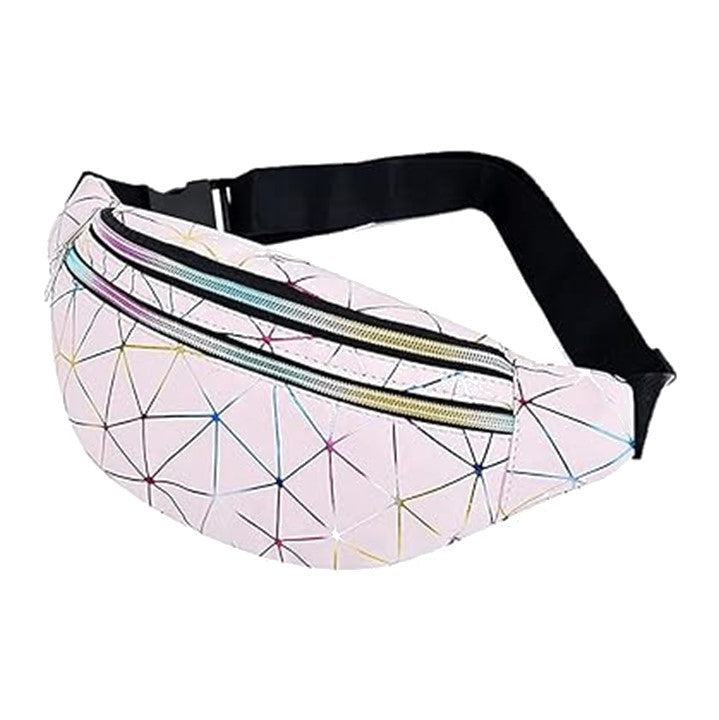 Geometric Triple Zip Fanny Pack *Last One* PInk - Lucky Skates