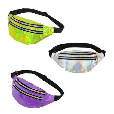 Holographic Triple Zip Fanny Pack