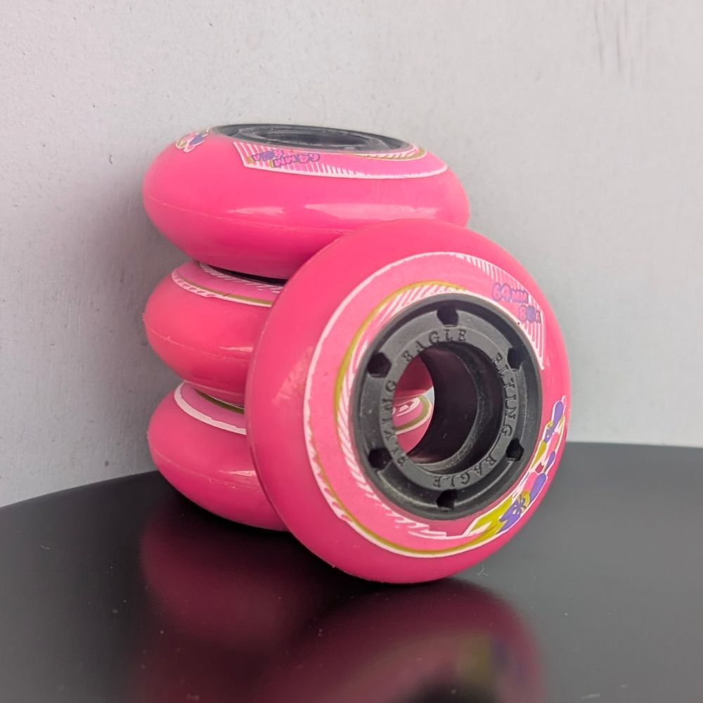 Flying Eagle Kids Inline Skate Wheels 64mm 85A Pink 4 Pack -Lucky Skates 