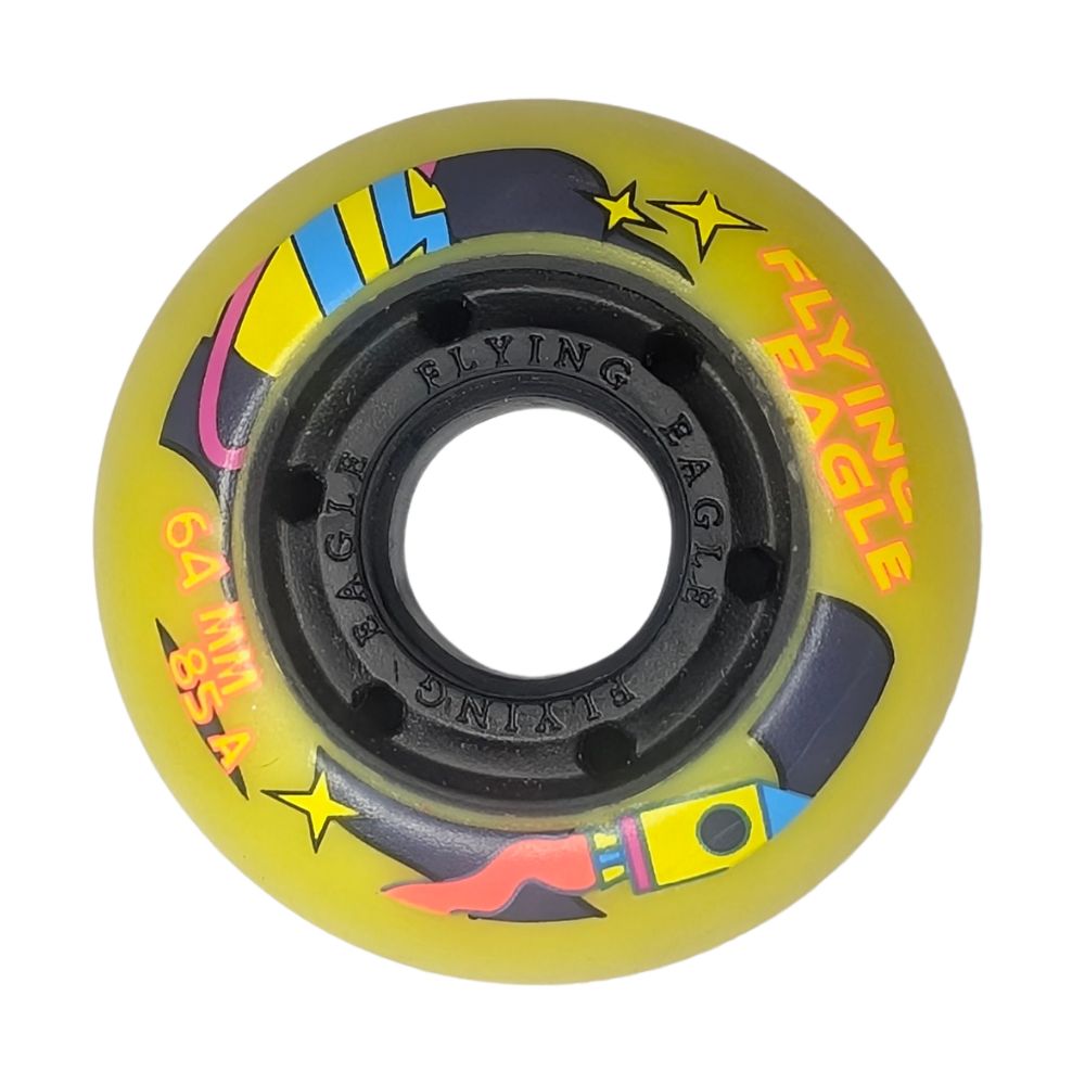 Flying Eagle Kids Inline Skate Wheels 64mm 85A Yellow - Lucky Skates 