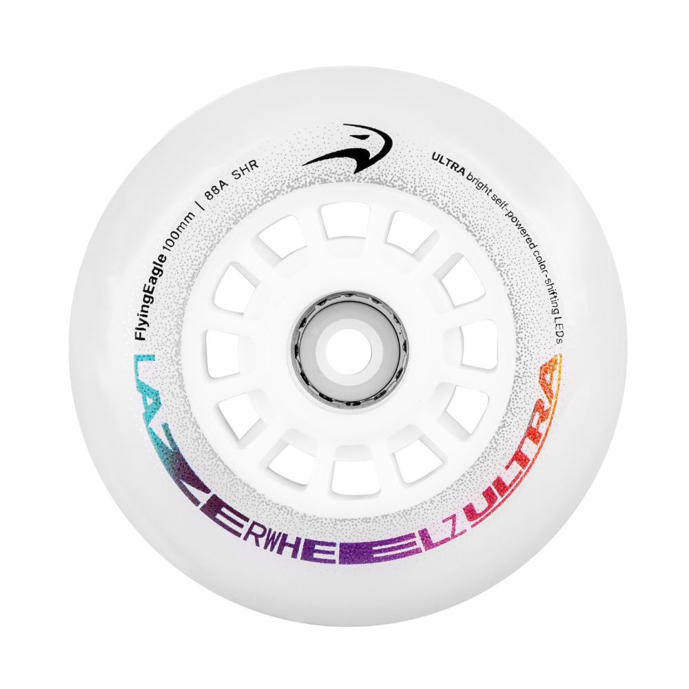 Flying Eagle Light Up LED Lazer Ultra  Inline Wheels Colour Shifting Rainbow 100mm 88A 4 Pack - Lucky Skates 