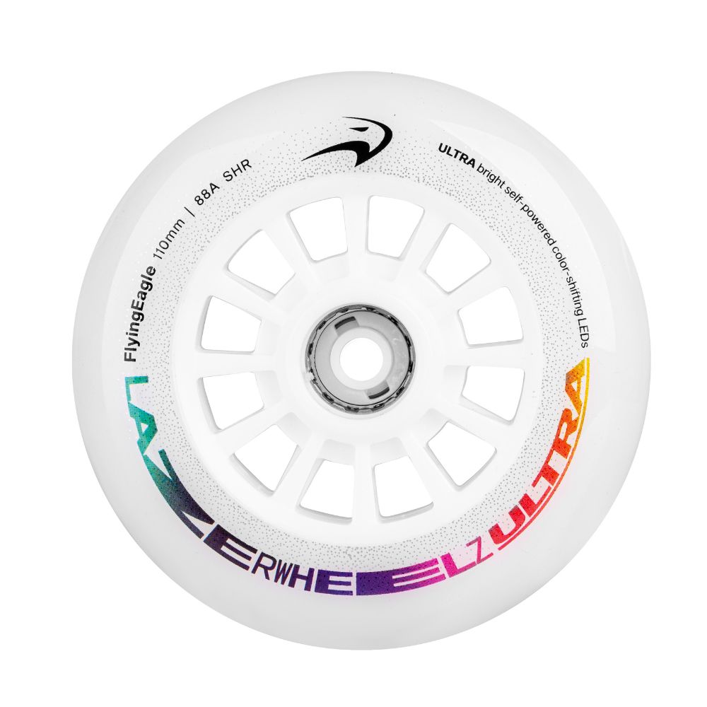 Flying Eagle Light Up LED Lazer Ultra  Inline Wheels Colour Shifting Rainbow 110mm 88A - Lucky Skates 