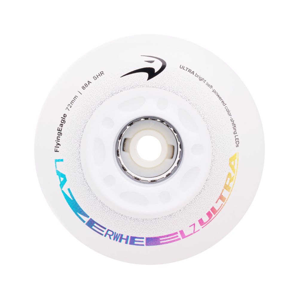 Flying Eagle Light Up LED Lazer Ultra  Inline Wheels Colour Shifting Rainbow 72mm 88A 4 Pack - Lucky Skates 