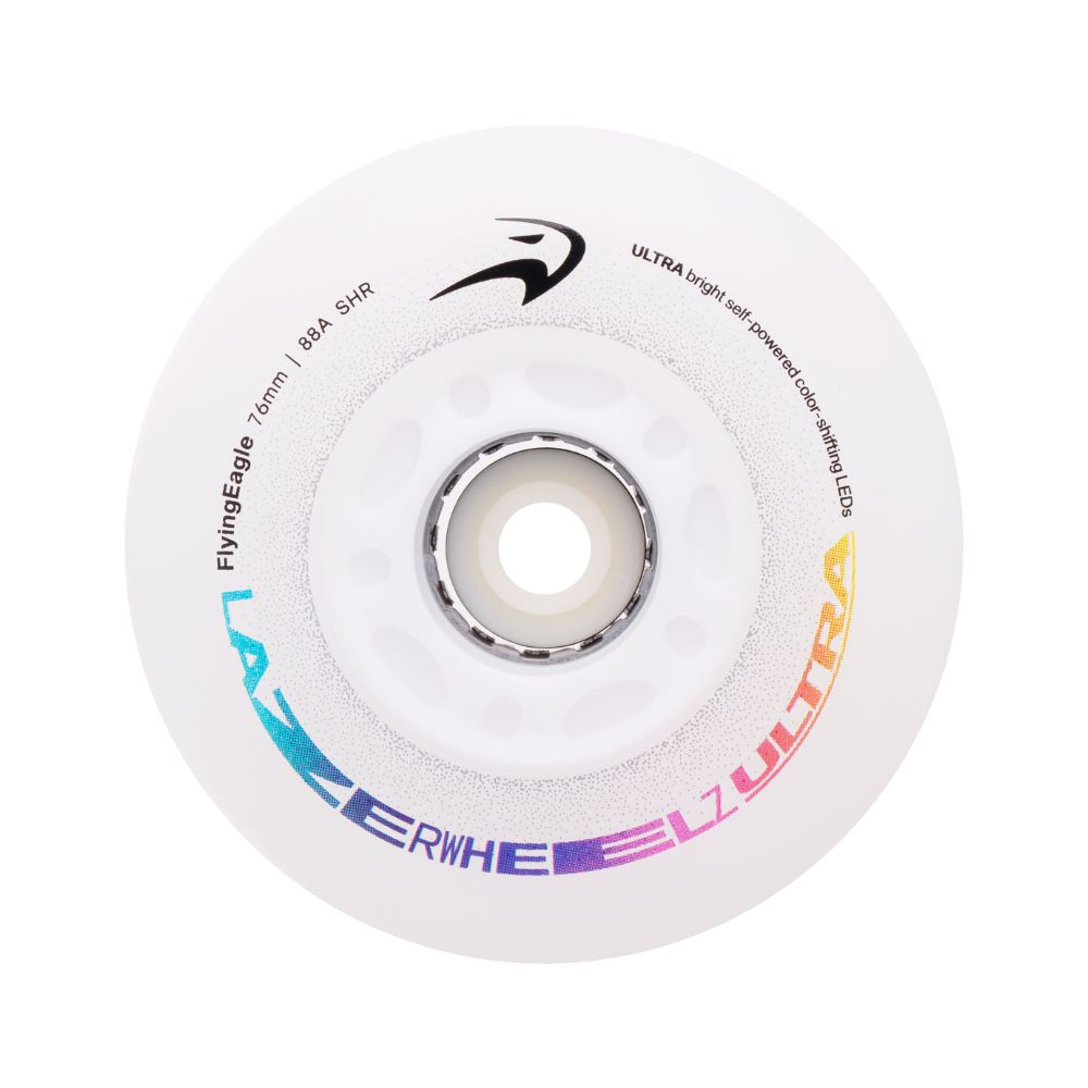 Flying Eagle Light Up LED Lazer Ultra  Inline Wheels Colour Shifting Rainbow 76mm 88A 4 Pack - Lucky Skates 