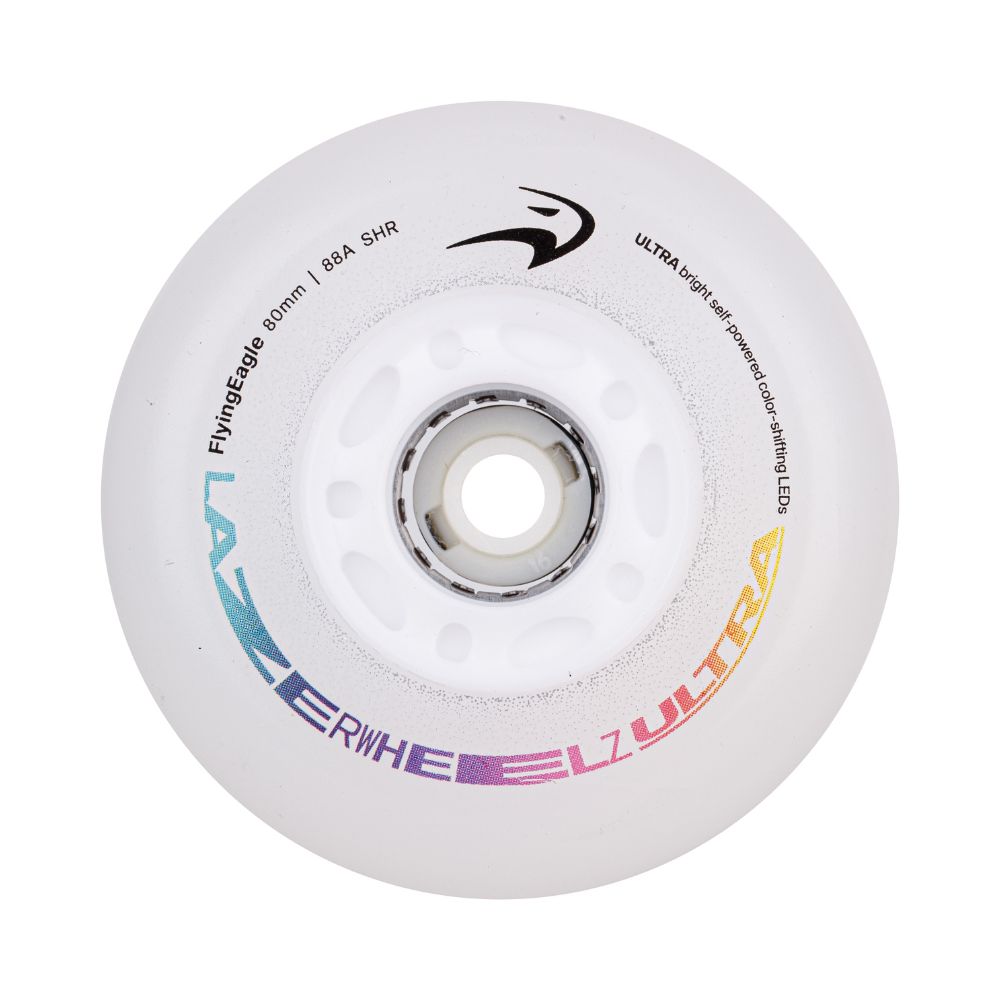 Flying Eagle Light Up LED Lazer Ultra  Inline Wheels Colour Shifting Rainbow 80mm 88A 4 Pack - Lucky Skates 