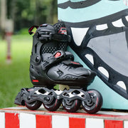 Kids Adjustable Flying Eagle S7 Nimbus Black Inline Skates - Lucky Skates 