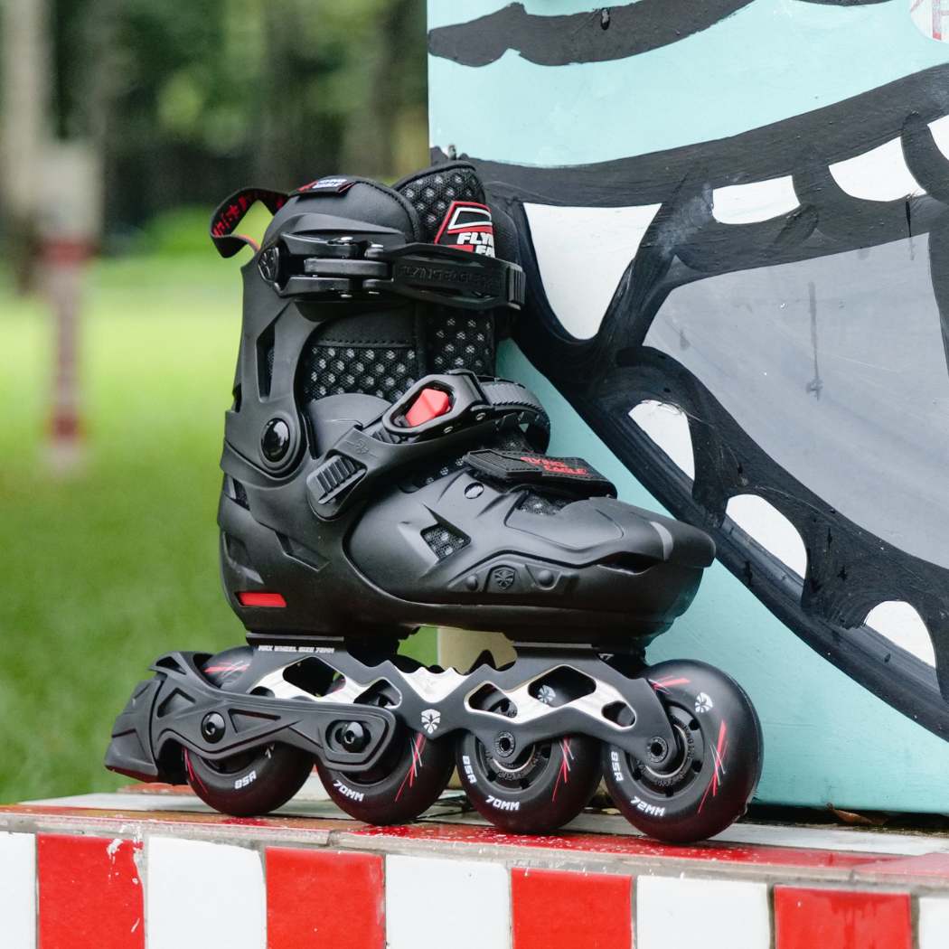 Kids Adjustable Flying Eagle S7 Nimbus Black Inline Skates - Lucky Skates 