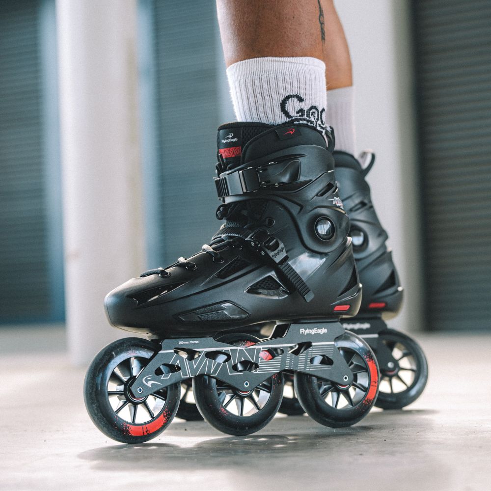 Flying Eagle Avian 110mm Urban Black Inline Tri Skates - Lucky Skates 