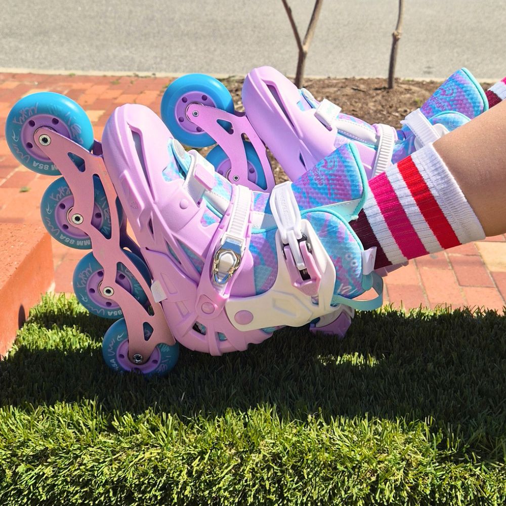 Flying Eagle S5 Pro Buzz Purple Children's Adjustable Inline Skates Purple teal Aqua - Lucky Skates 