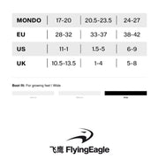 Flying Eagle Buzz Kids Adjustable Inline Skate Size Chart US, UK, Mondo, EU - Lucky Skates 