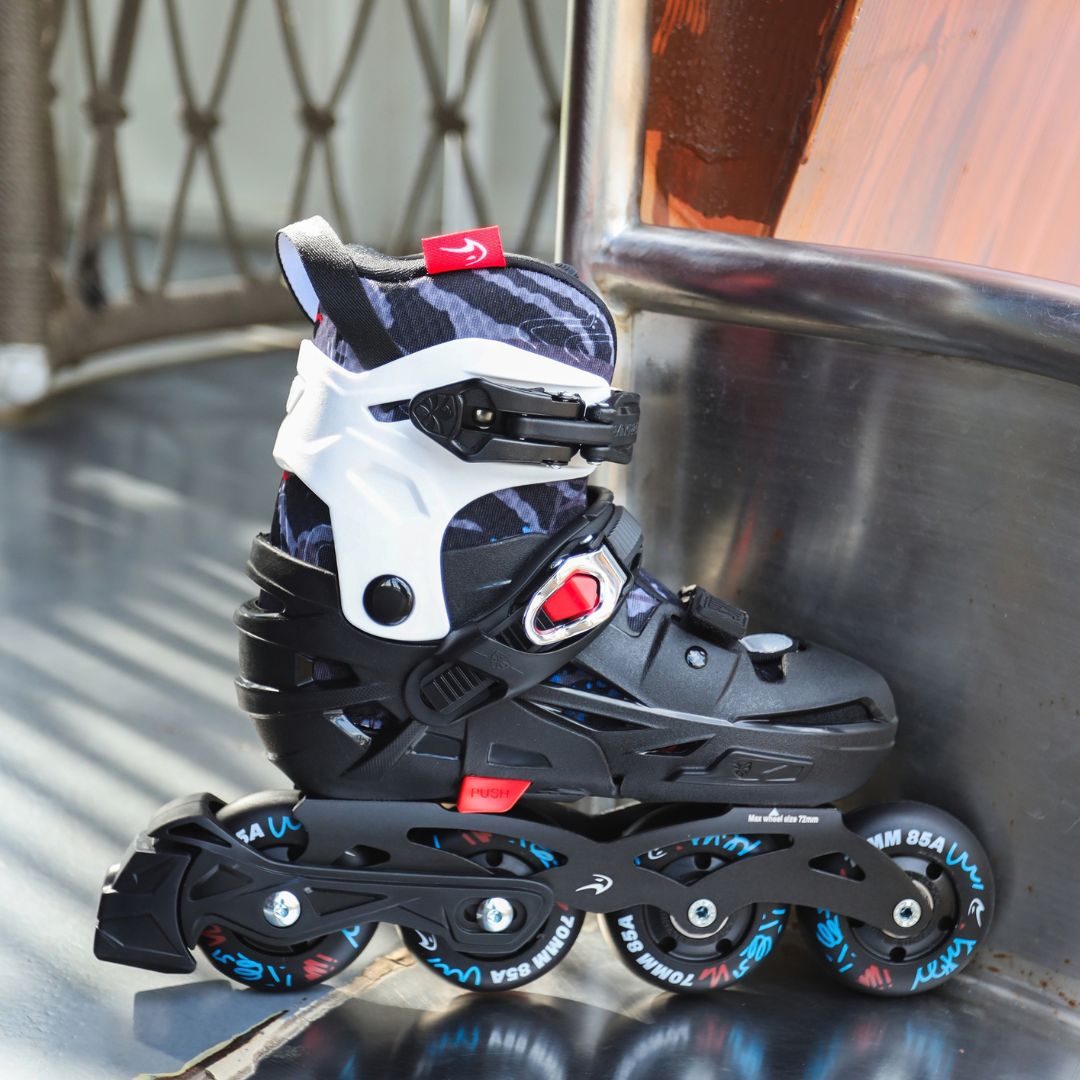 Kids Adjustable Flying Eagle S5 Pro Buzz Inline Skates Black Red Blue - Lucky Skates 