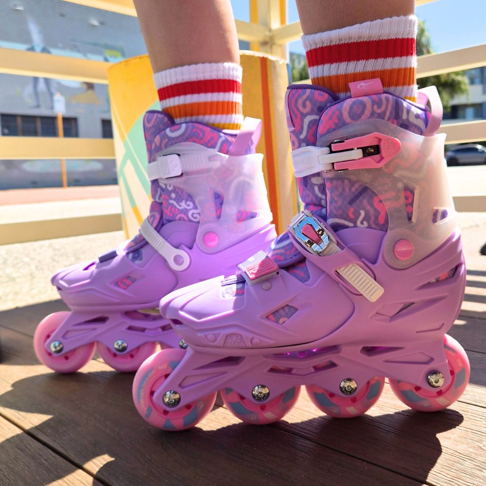 Flying Eagle S3 Cosmo Purple Lilac Pink  Children's Adjustable Inline Skates - Lucky Skates 