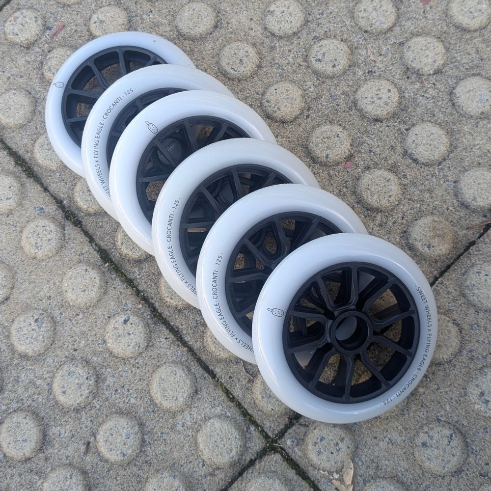 Flying Eagle Crocanti Sweet Inline Wheels Skate Wheels 125mm 88A 6 Pack White - Lucky Skates 