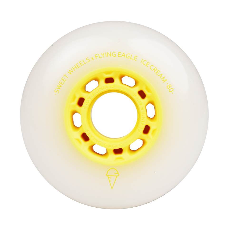 Flying Eagle Ice Cream Inline Skate Rollerblade Outdoor Wheels 80mm 86A White Yellow - Lucky Skates 