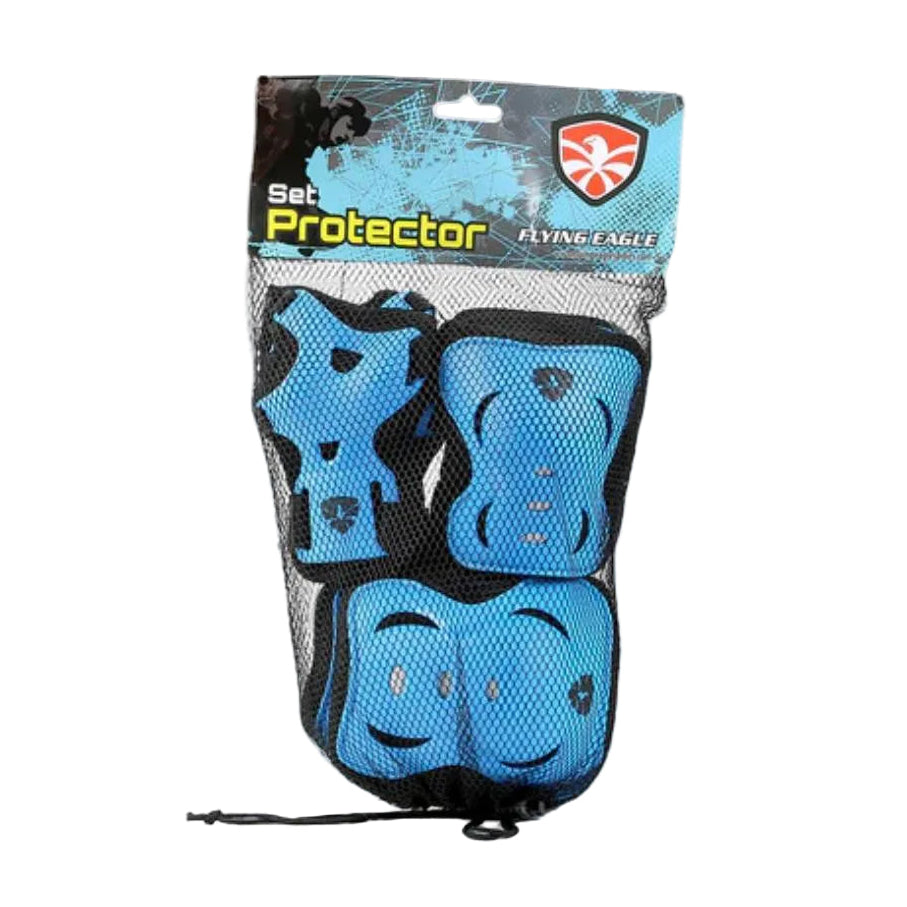 Flying Eagle V5 Junior Pad Set Blue  Knee Pad, Elbow Pad Wrist Guards - Lucky Skates 