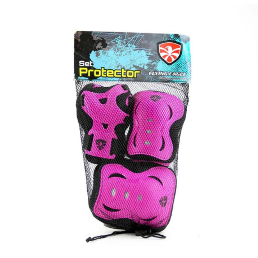 Flying Eagle V5 Junior Protective Skate Pad Set Pink Knee Pad, Elbow Pad Wrist Guards - Lucky Skates 